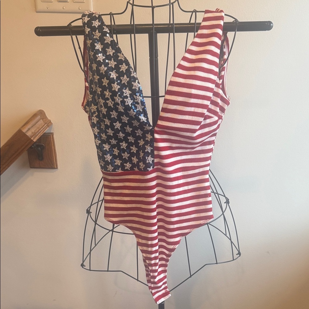 Patriotic Striped and Starred Women's Top